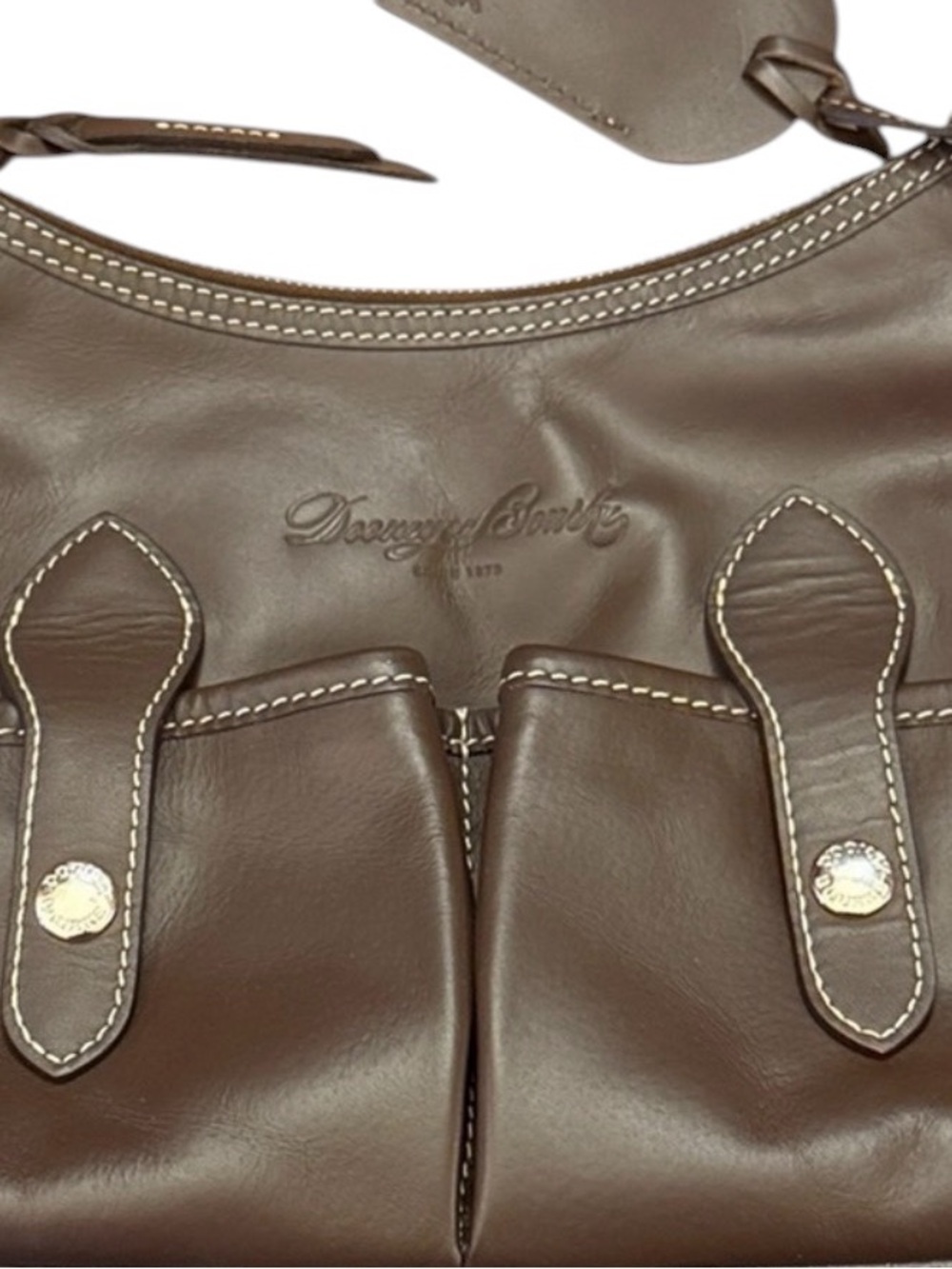 Dooney & Bourke Florentine Small Lucy Hobo Brown Vacchetta Leather Flat Strap - Picture 12 of 15